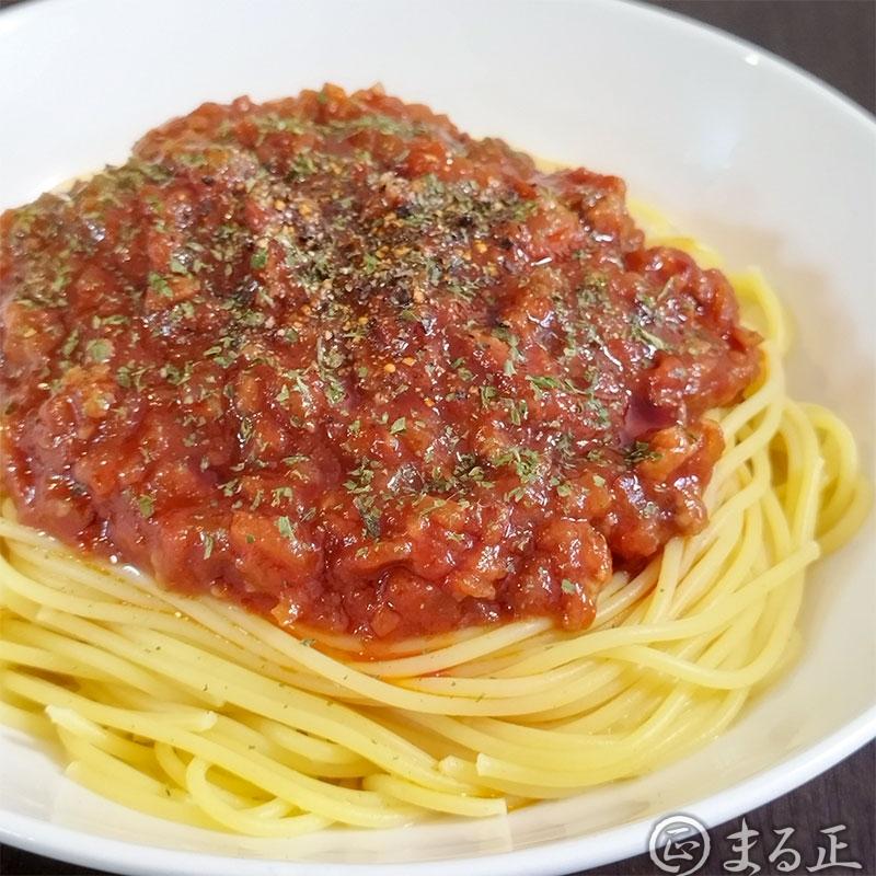 トマトジュースで作るミートソースパスタ