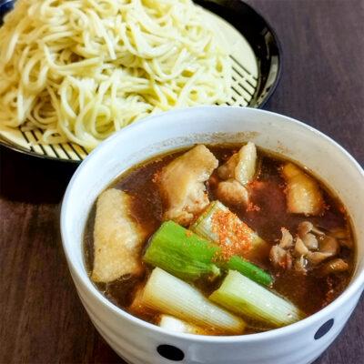 鶏ももとネギの魚介つけ麺